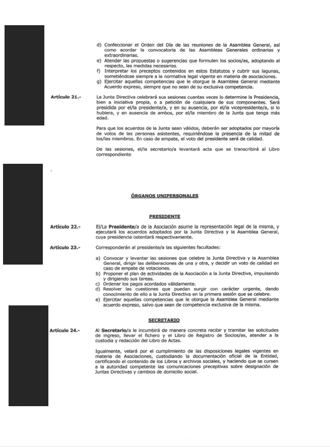 Constitución y redacción de estatutos de asociación cannábica — documento del expediente, con datos personales ocultados