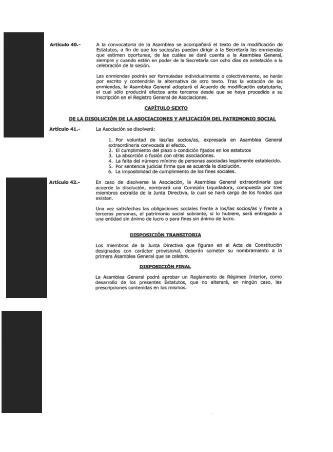 Constitución y redacción de estatutos de asociación cannábica — documento del expediente, con datos personales ocultados