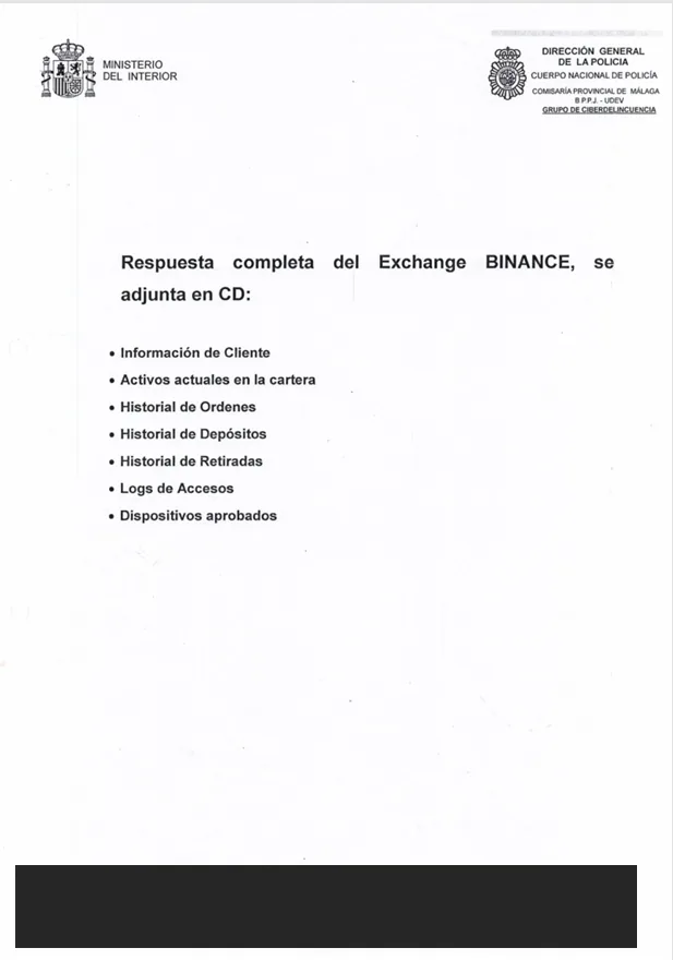 Investigation report on the theft of cryptocurrencies with Europol cooperation, with personal data redacted